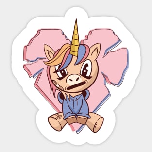 Broken Heart Anime Unicorn Sticker